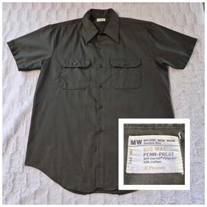 Vintage Big Mac Penn Prest Shirt Men's Large Olive Green Button Up JCPenney
